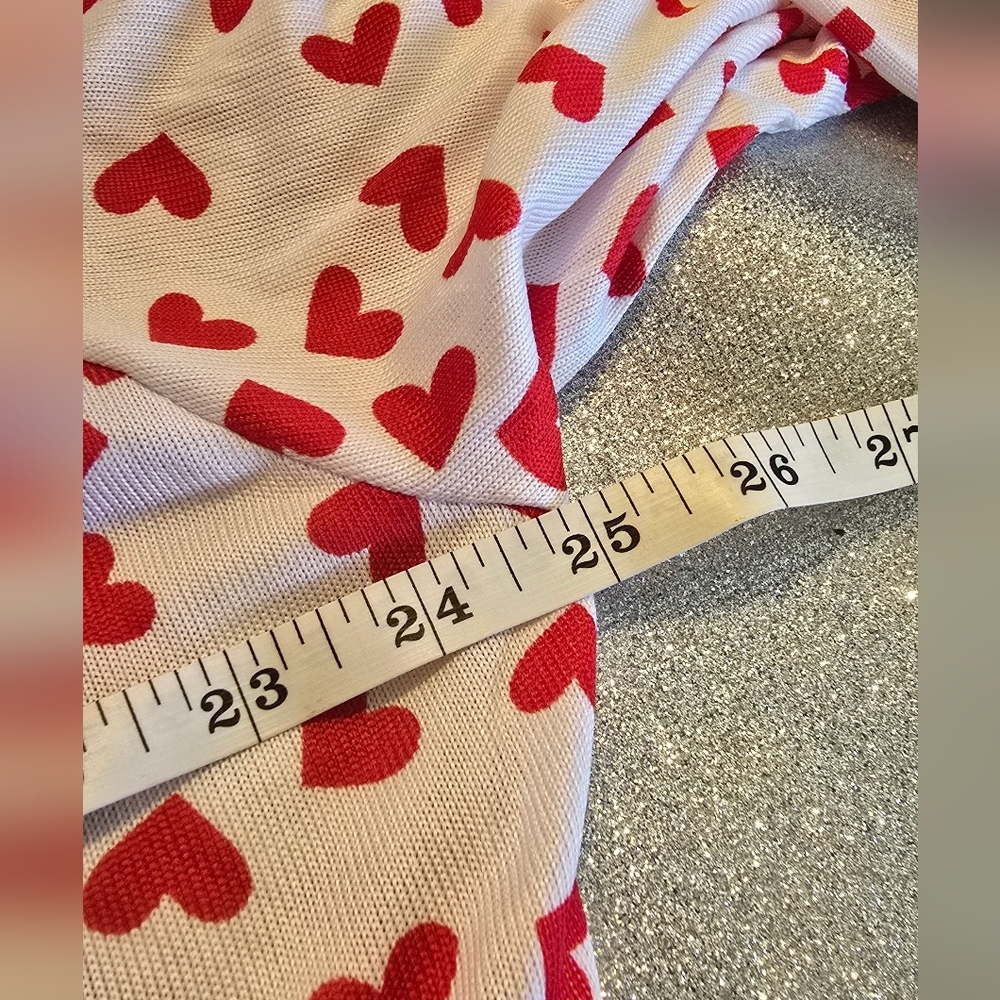LuLaRoe Lizzy Blouse 2X NWT Red White Heart Print Mesh Top Long Sleeve - Picture 13 of 14